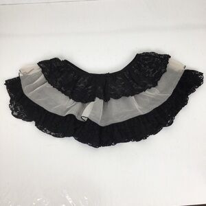Vintage Y2K Micro Mini Ruffle Skirt Lingerie Black White Sheer Lace Women’s S